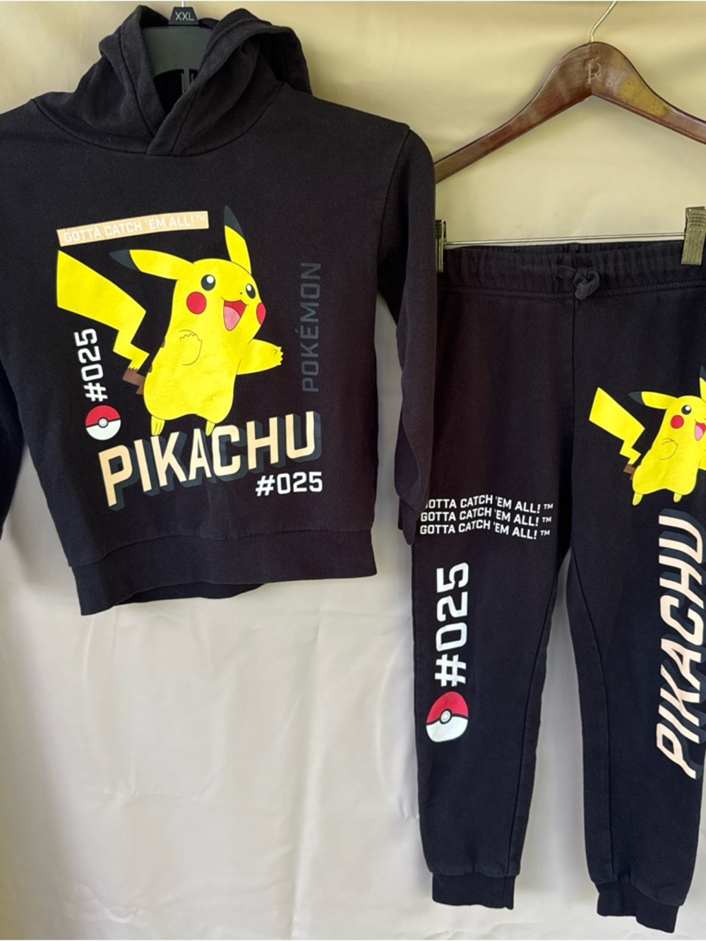 Black Pikachu hoodie and sweatpants